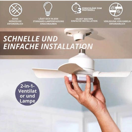 GlowFan™ Pro | Schrauben Sie es fest. Drücken Sie den Knopf. Schlafen Sie kühler.