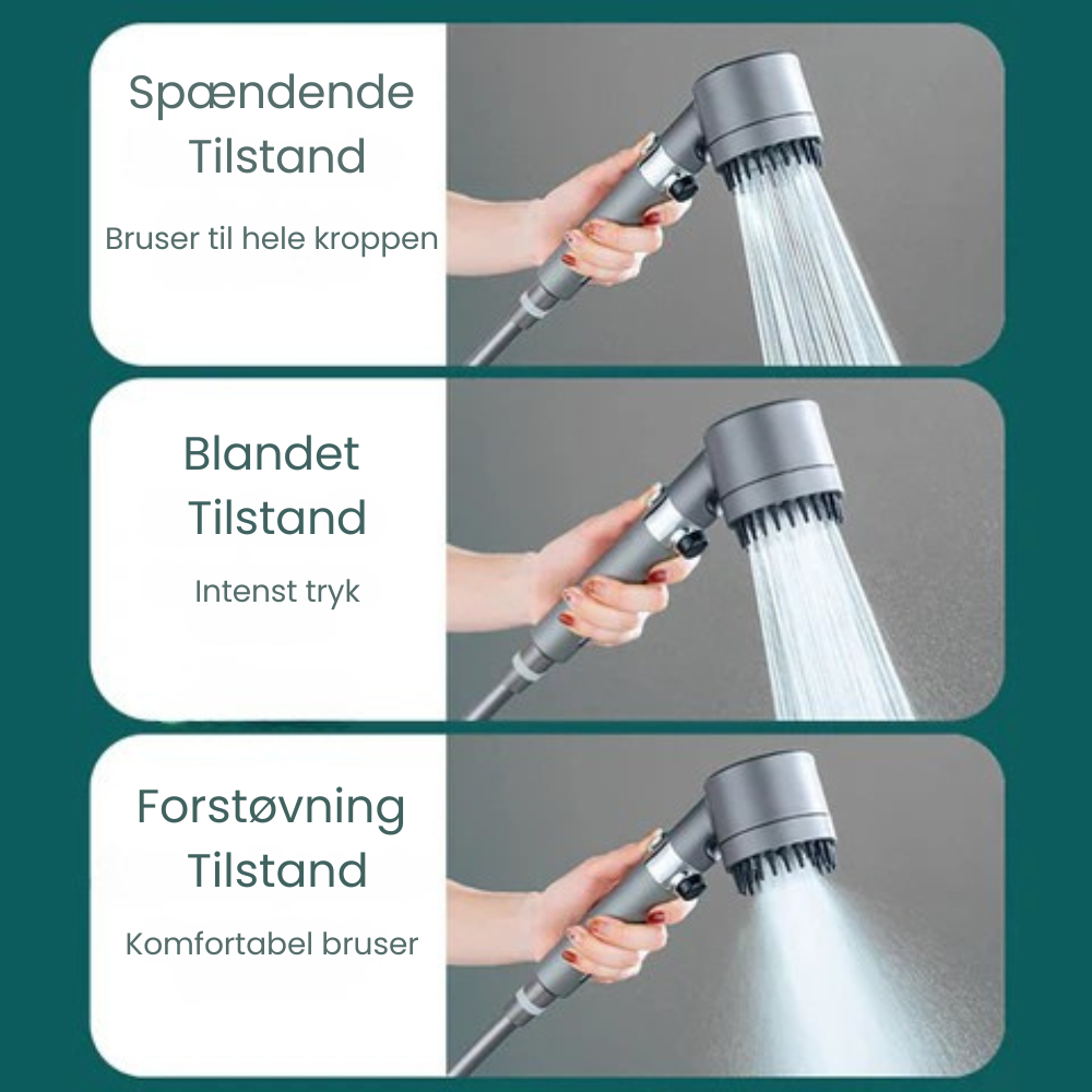 PowerJet™ | 4 i 1 massage- og Hudskønheds Multifunktions Brusehoved