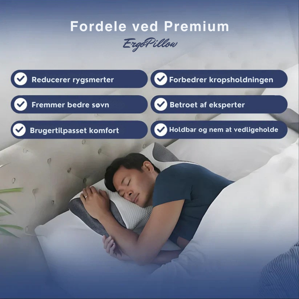 ErgoPillow™ | Ergonomisk pude der støtter nakke og rygsøjle korrekt hele natten