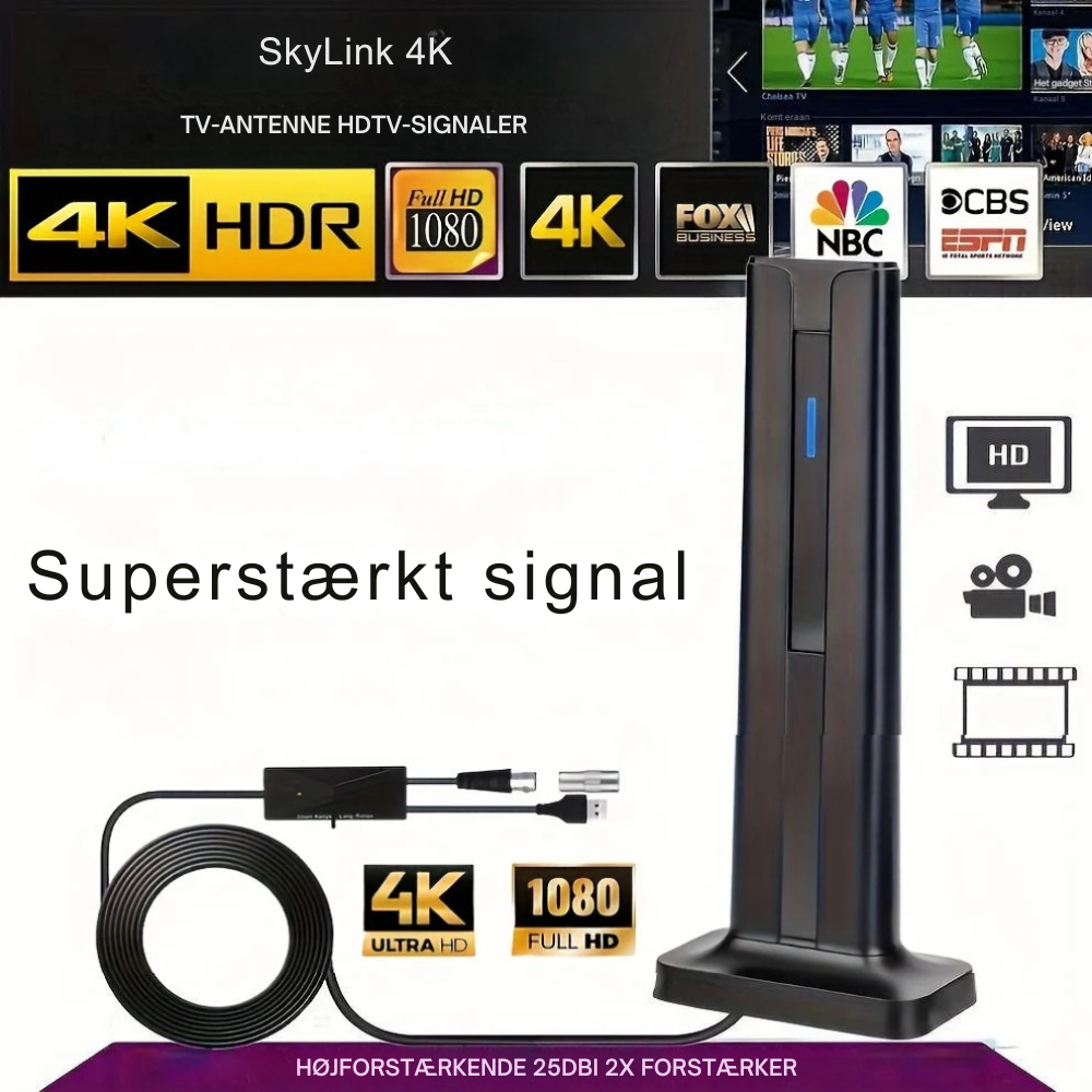 SkyLink™ 4K | Den højtydende antenne, der modtager gratis HD-kanaler med enestående klarhed