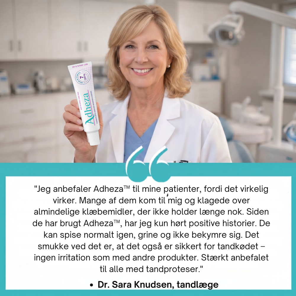 Adheza™ | Få mere tryghed med proteser der sidder fast