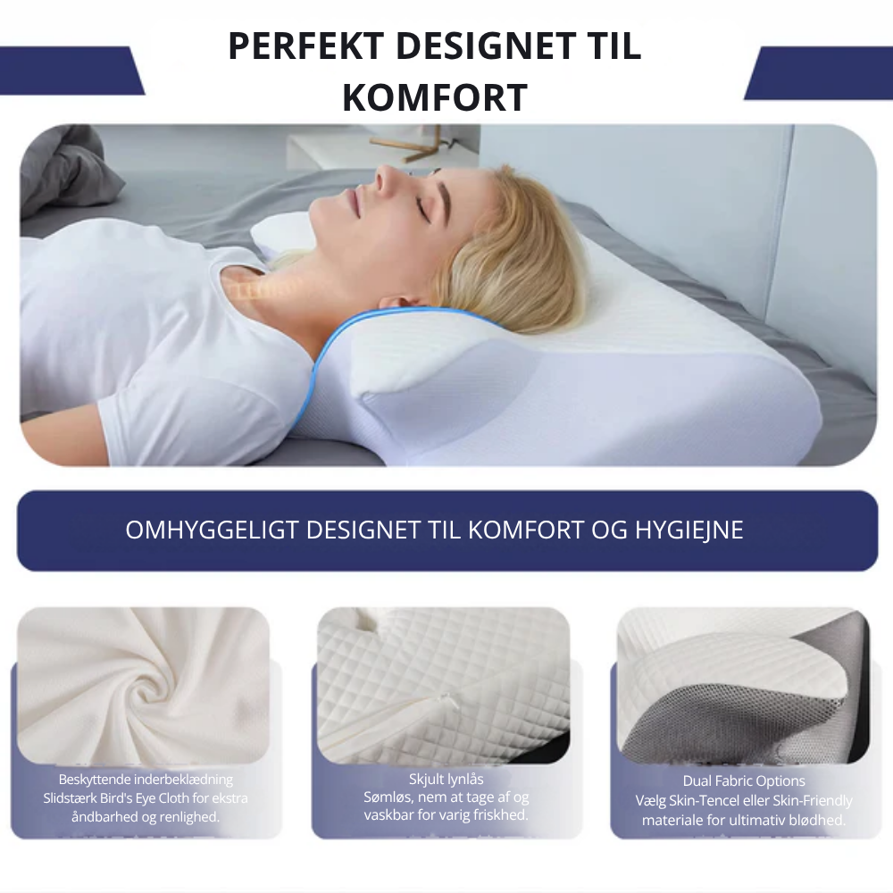 ErgoPillow™ | Vågn uden spændingshovedpine – ergonomisk støtte hele natten