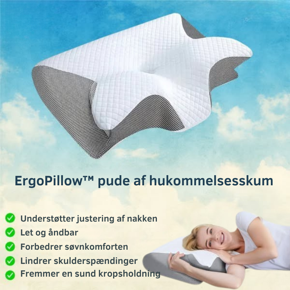 ErgoPillow™ | Vågn uden spændingshovedpine – ergonomisk støtte hele natten