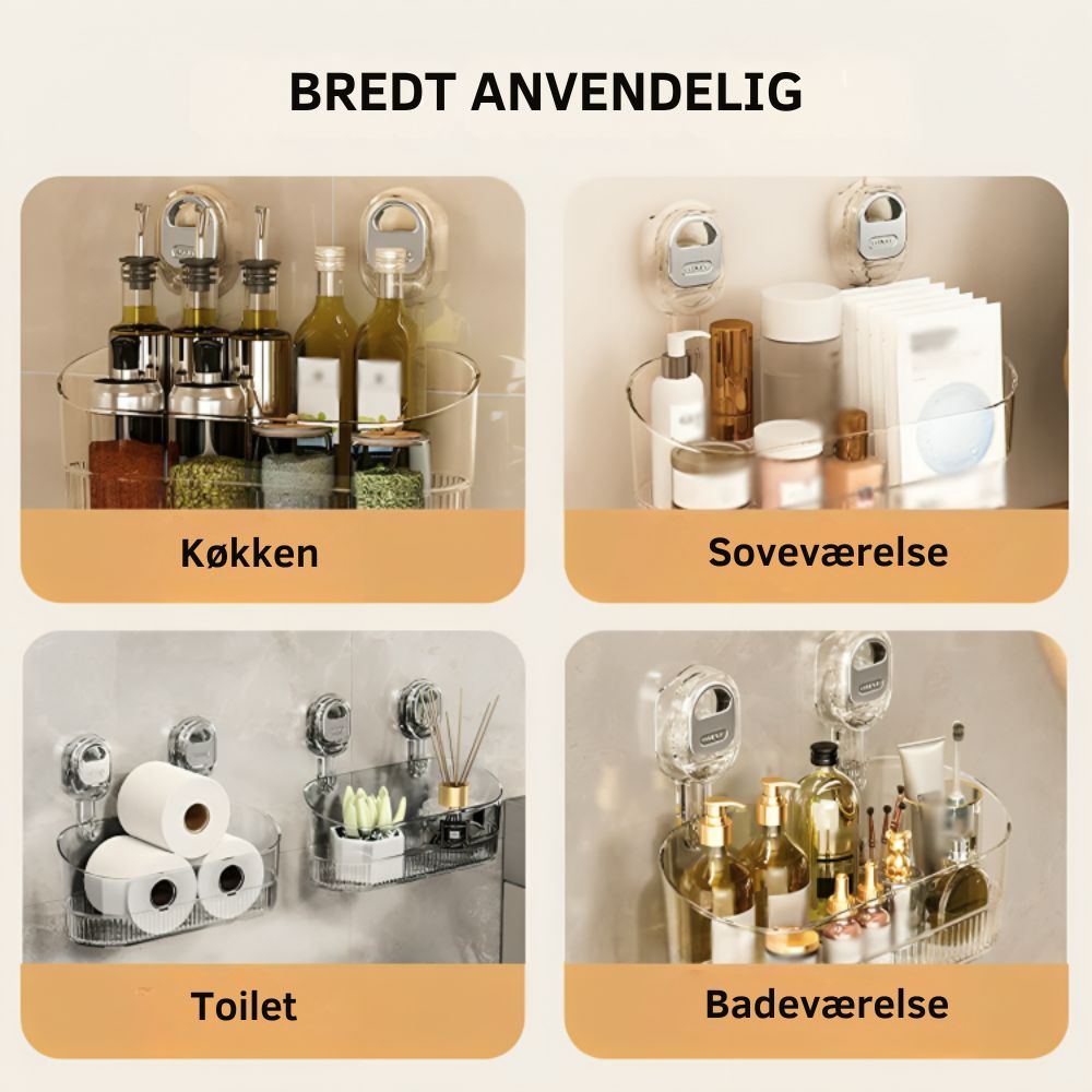 GripRack™ | Praktisk opbevaring uden boring – hold køkken og badeværelse ryddeligt