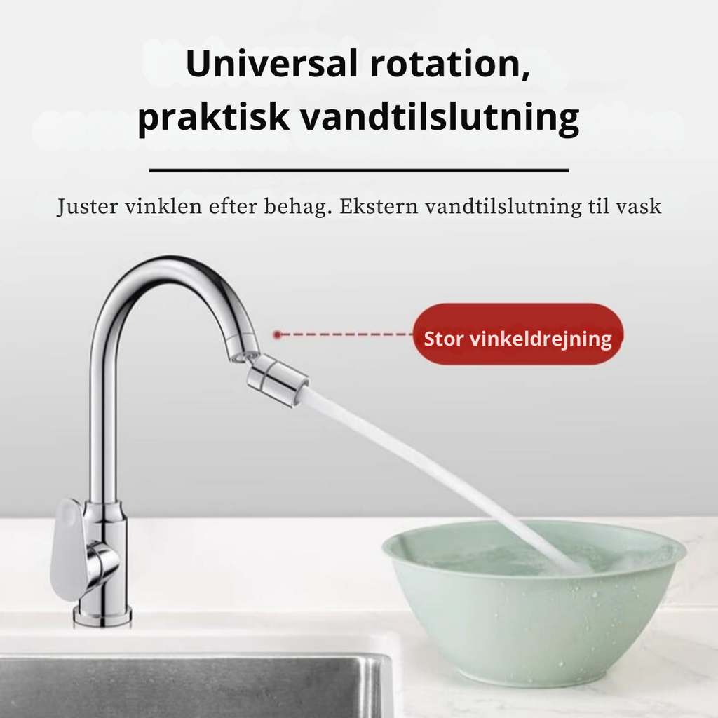 FlexiFlow™ | 360° Vandhane-forlænger – Fleksibel og praktisk vandstrøm til enhver vask